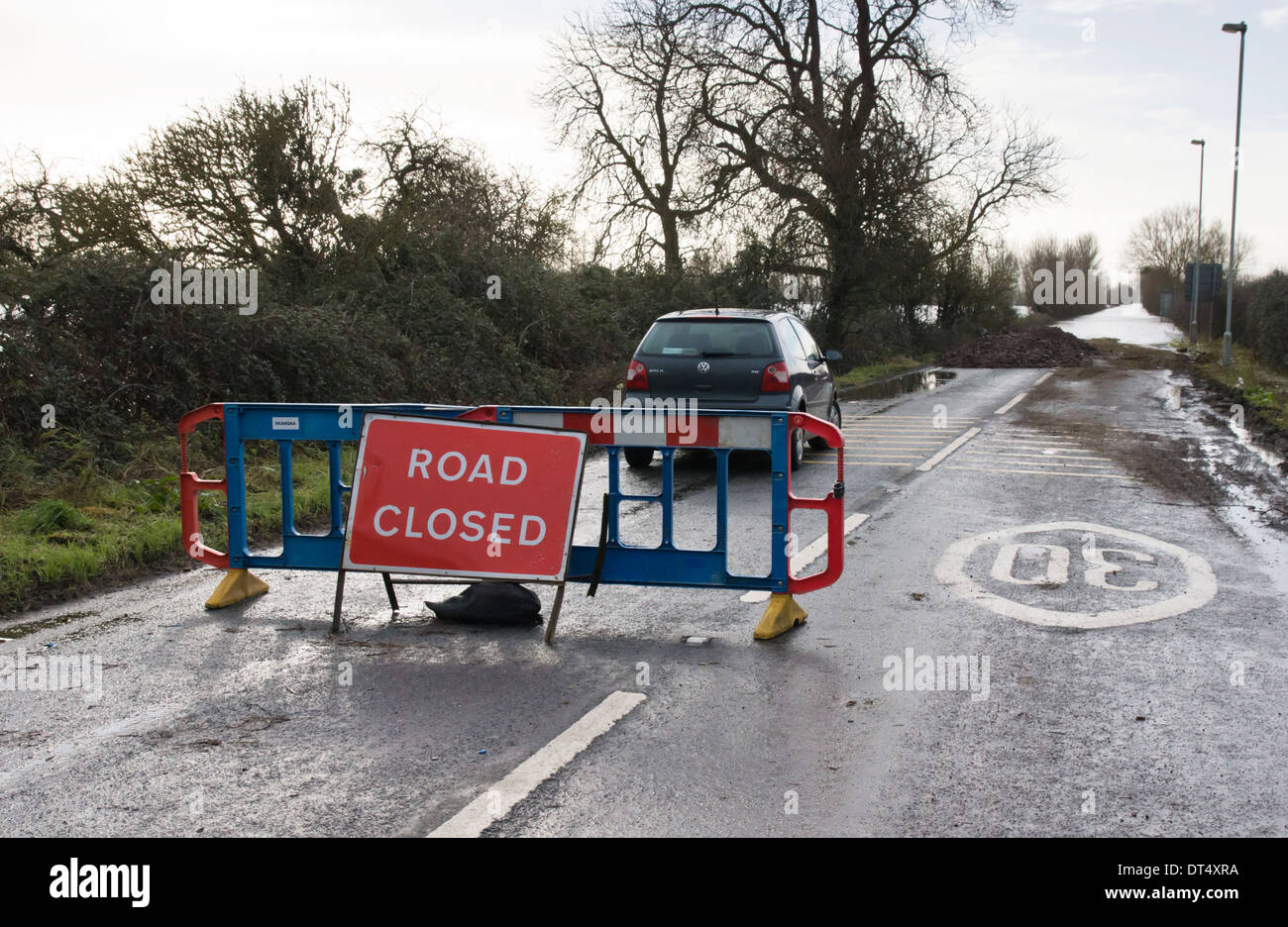 Burrowbridge Somerset England UK inondations sur les Somerset Levels Février 2014 Banque D'Images