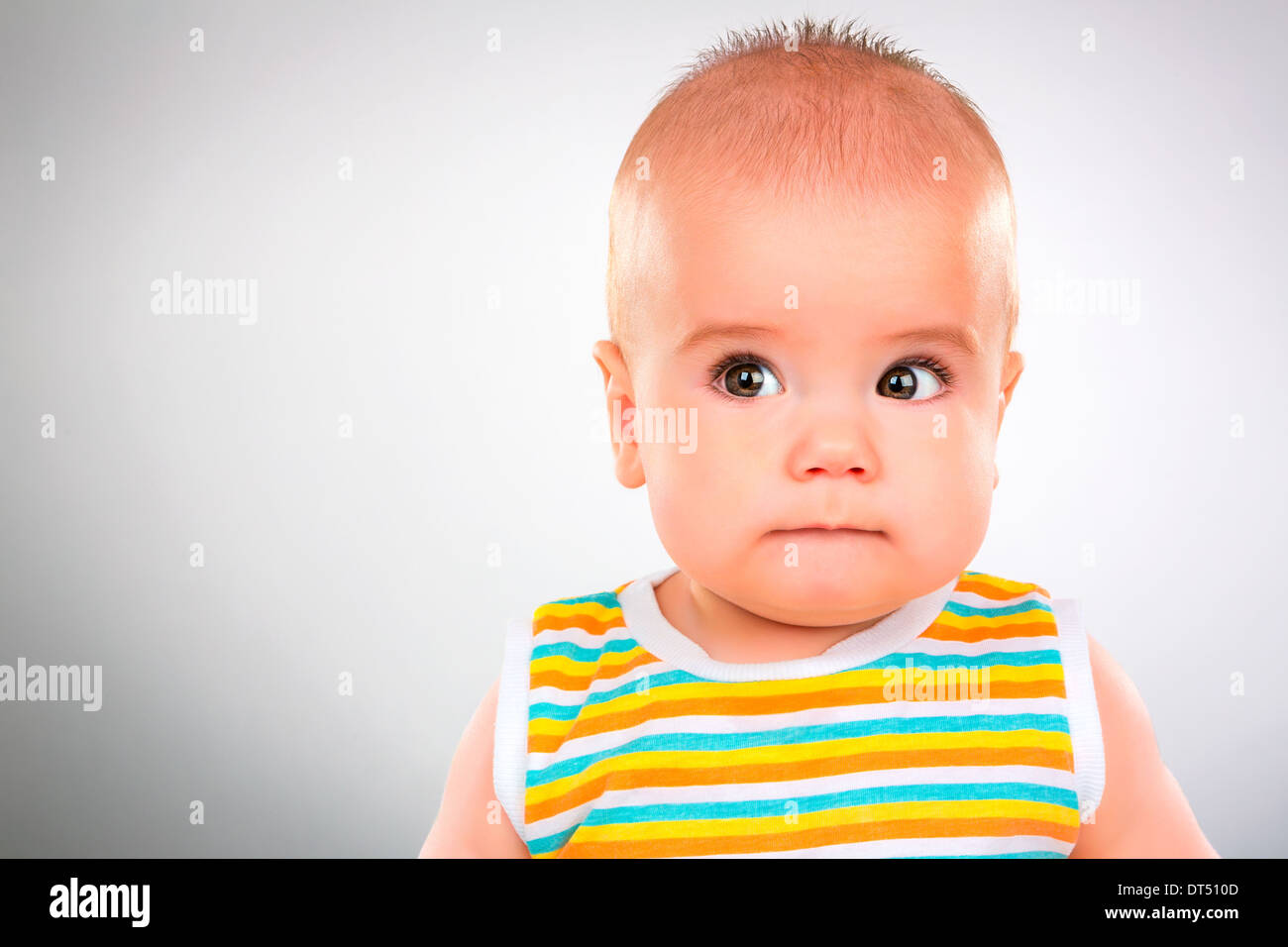 Petit bébé ion a fond gris Banque D'Images