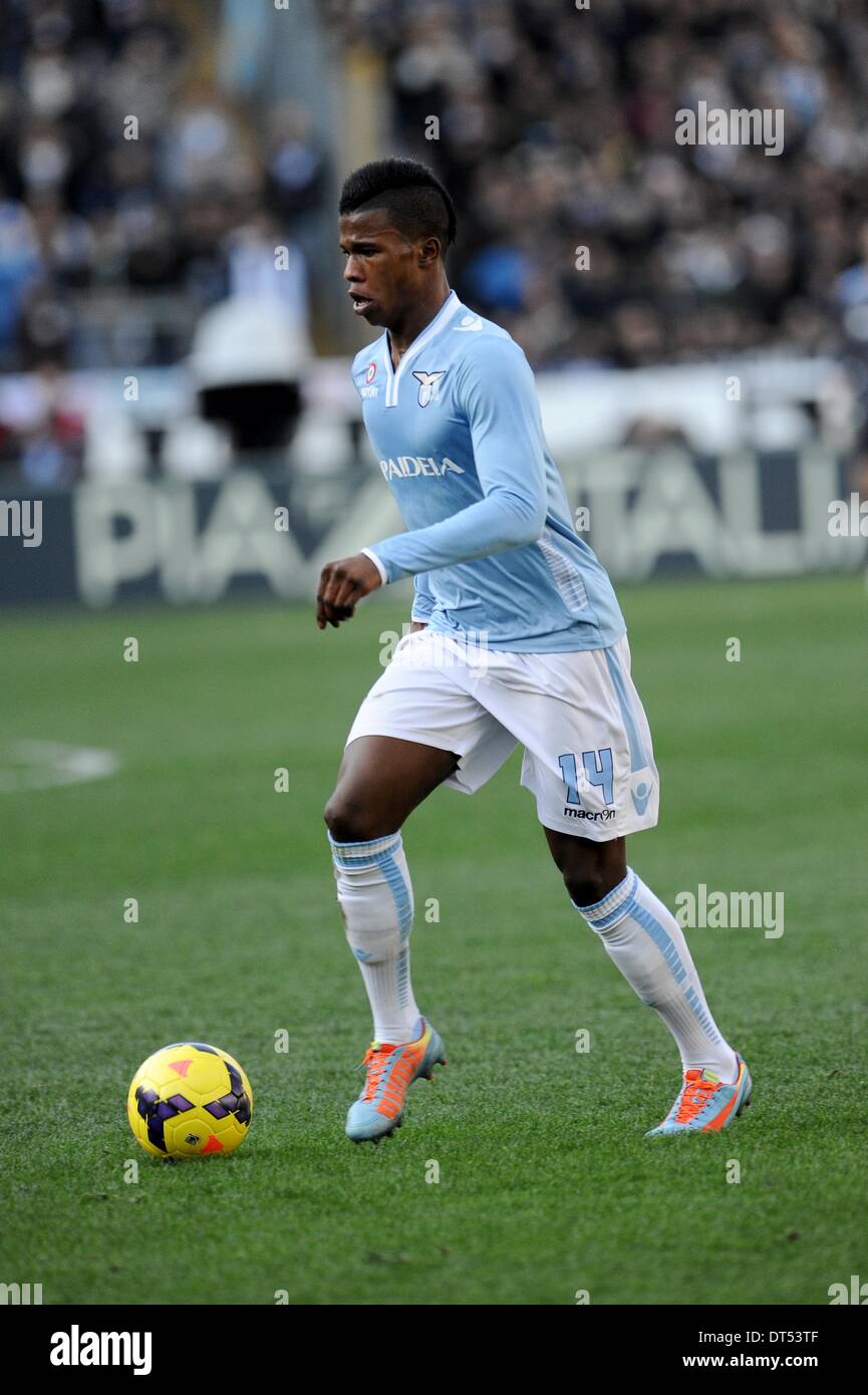 Rome, Italie. Feb 9, 2014. Rome, Italie - 9 Février, 2014. Keita' durant. Football / soccer italien de série : un match entre SS Lazio et l'AS Roma au Stadio Olimpico à Rome, Italie. Credit : Giuseppe Maffia/NurPhoto ZUMAPRESS.com/Alamy/Live News Banque D'Images