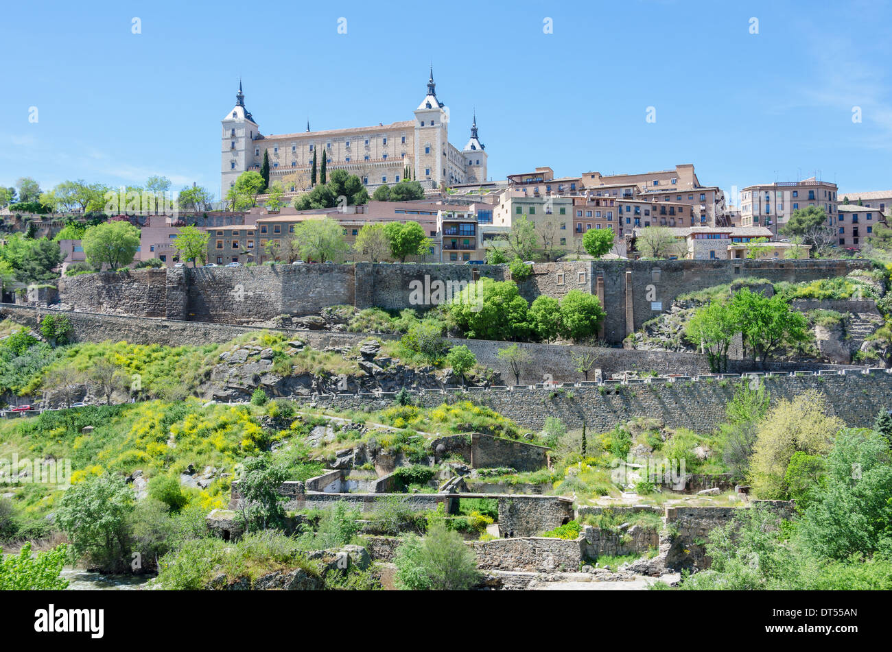 Vue panoramique de Tolède et Alcazar, Espagne Banque D'Images