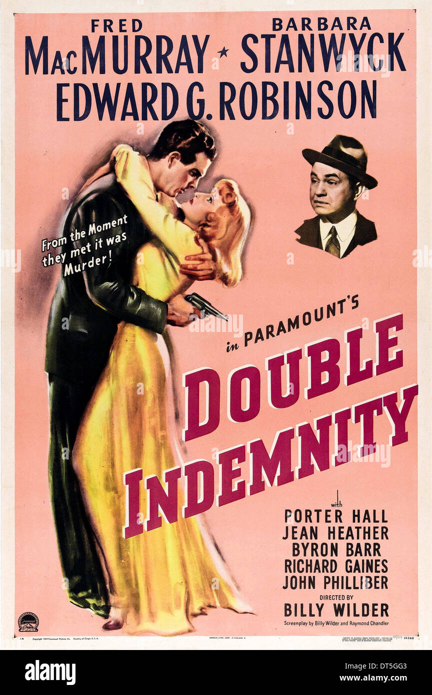 FRED MACMURRAY, Barbara Stanwyck, affiche, double indemnité 1944 Banque D'Images