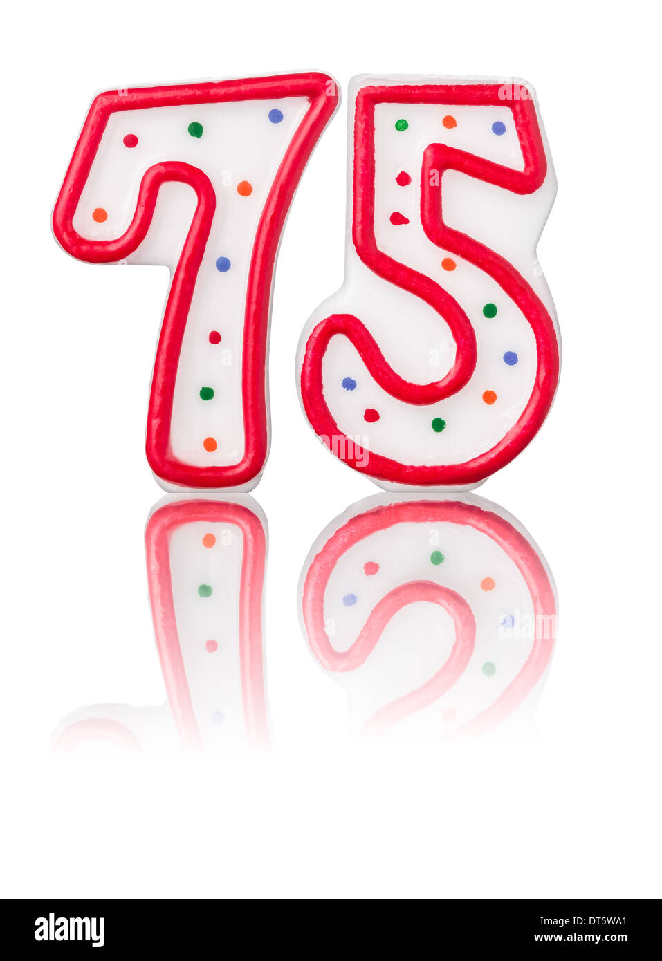 Numéro 75 rouge avec réflexion Banque D'Images