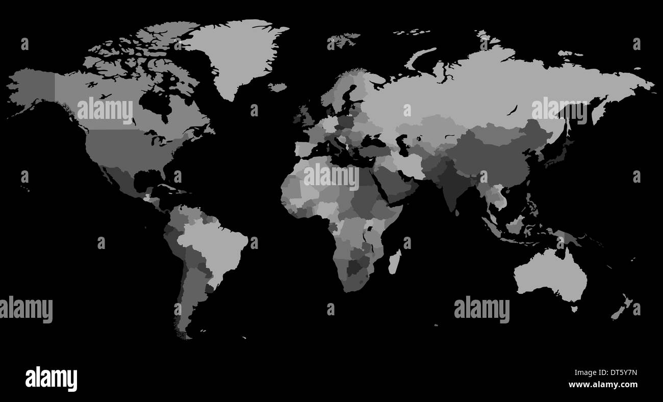 Carte du monde avec les pays. Banque D'Images