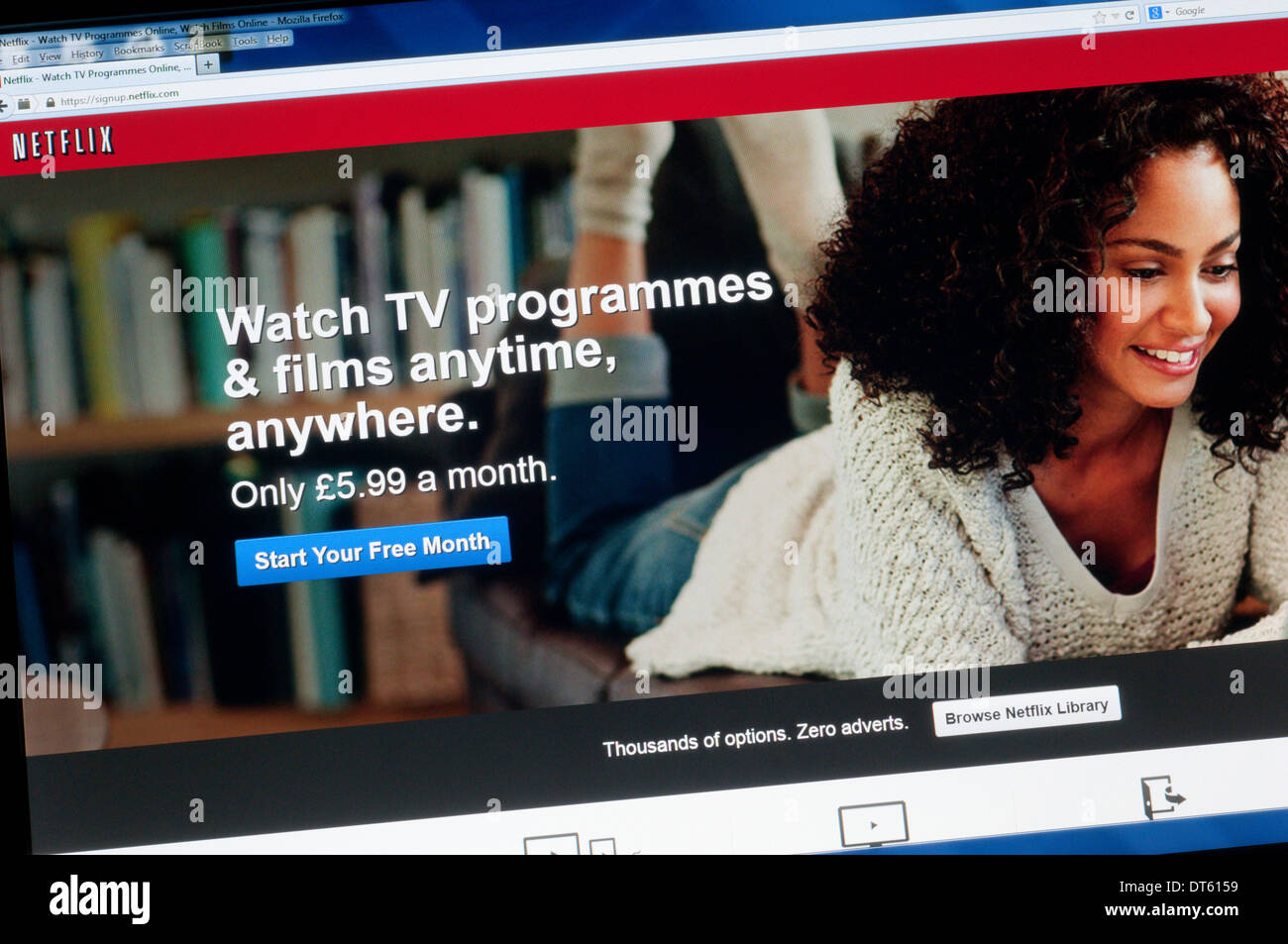 La page d'accueil d'un fournisseur de Netflix sur Internet à la demande Streaming TV et films. Banque D'Images