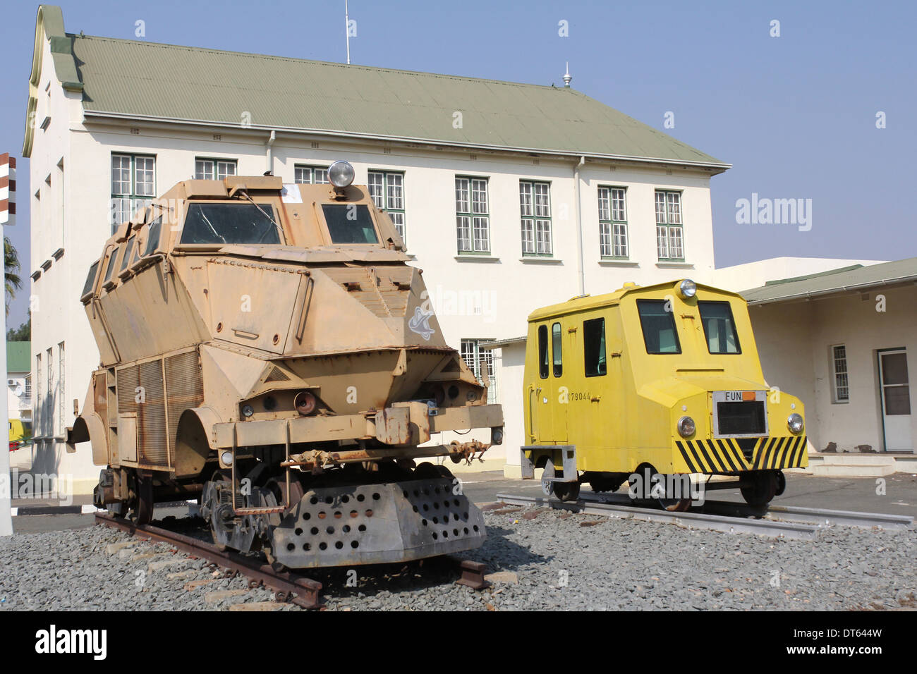 Vintage de trains sur l'affichage à l'Windhoek train museum,à l'extérieur de la gare, Windhoek Windhoek Namibie,.afrique. Banque D'Images