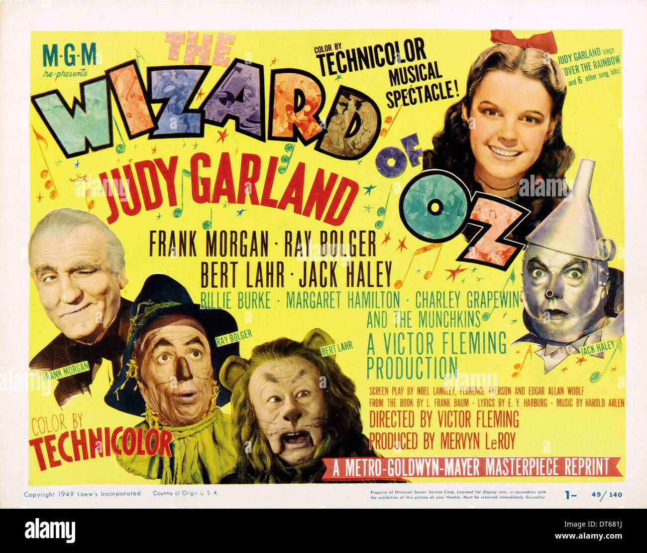 FRANK MORGAN, Ray Bolger, Bert Lahr, Judy Garland, JACK HALEY, de l'affiche de The Wizard of Oz, 1939 Banque D'Images