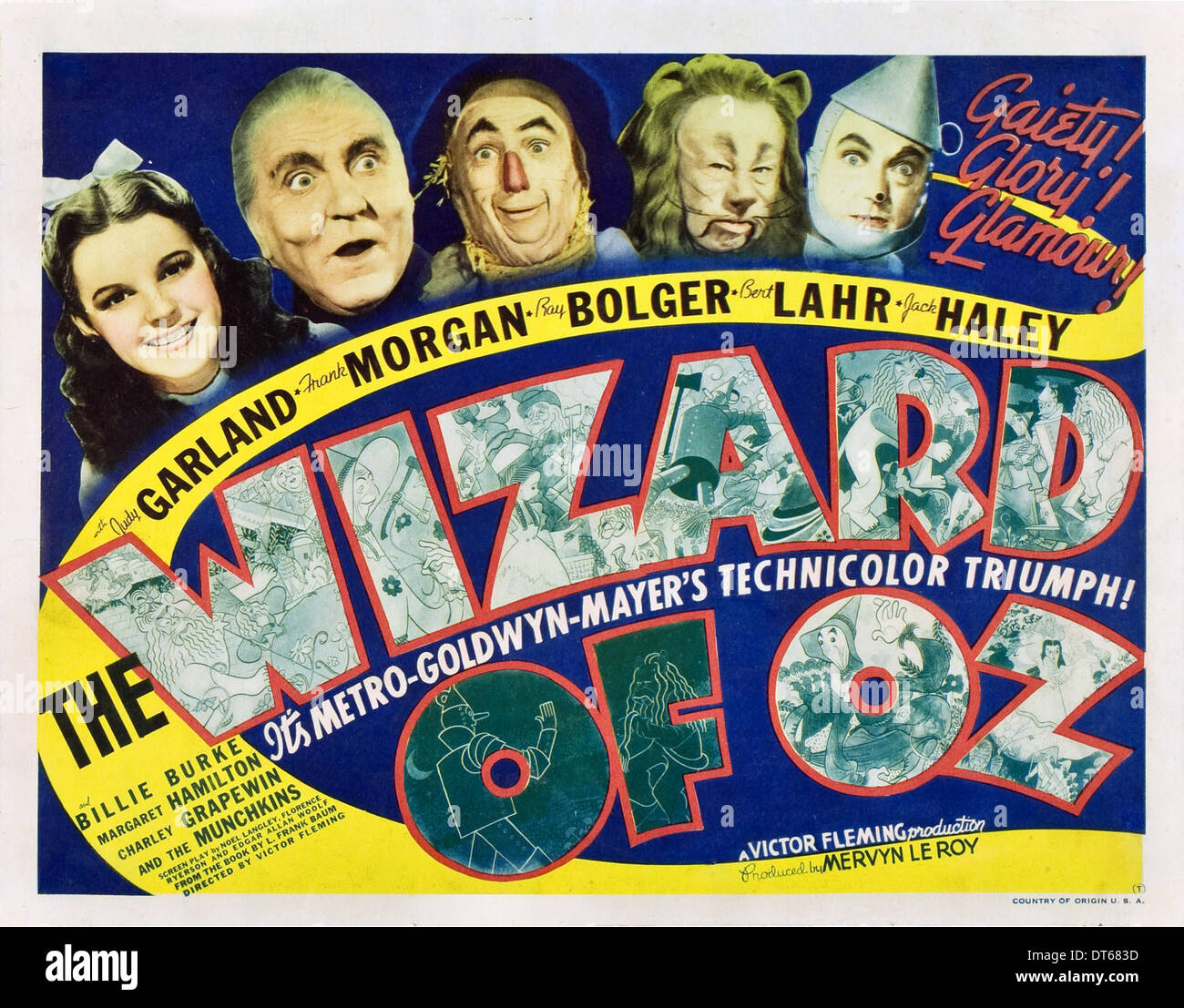 JUDY GARLAND, Frank Morgan, Ray Bolger, Bert Lahr, JACK HALEY, de l'affiche de The Wizard of Oz, 1939 Banque D'Images