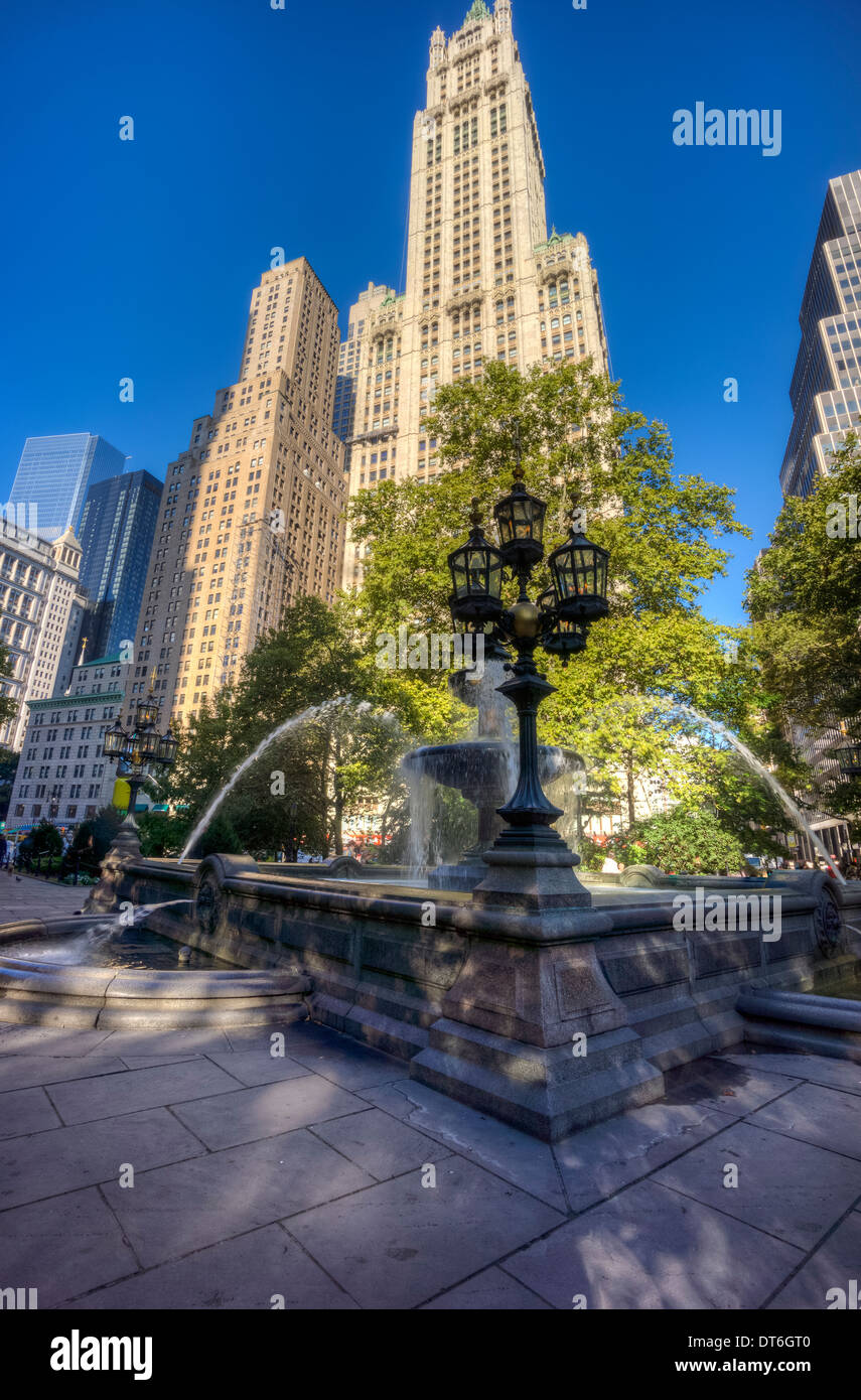 New York City Manhattan Hôtel de Ville Parc de la fontaine Banque D'Images