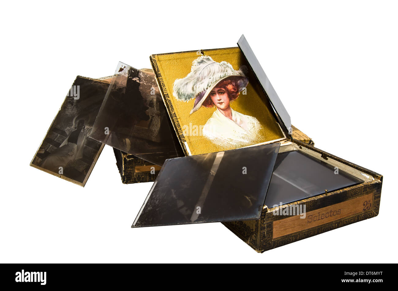 Vieilles diapositives sur plaque de verre Banque D'Images