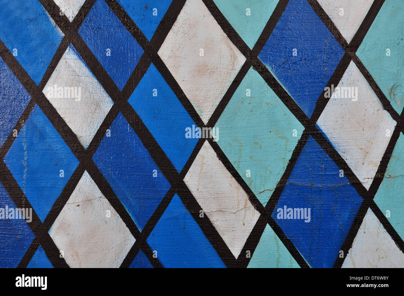 Résumé Peinture Dessin de formes géométriques dans des tons de bleu. Texture Graffiti macro. Banque D'Images