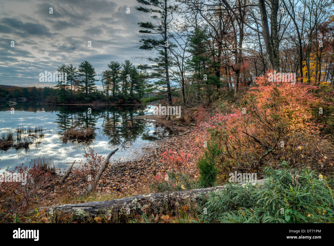 L'automne à Harriman State Park, État de New York par le lac au lever du soleil Banque D'Images