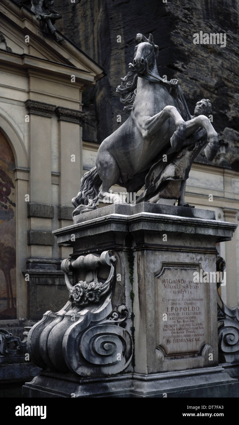 L'art baroque l'Horse Tamer. Sculpture par Michael Bernhard Mandl (1660-1711), 1695. Salzbourg. L'Autriche. Banque D'Images
