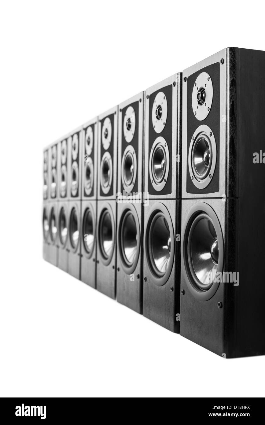 Haut-parleurs stéréo audio noir, de l'équipement. Banque D'Images