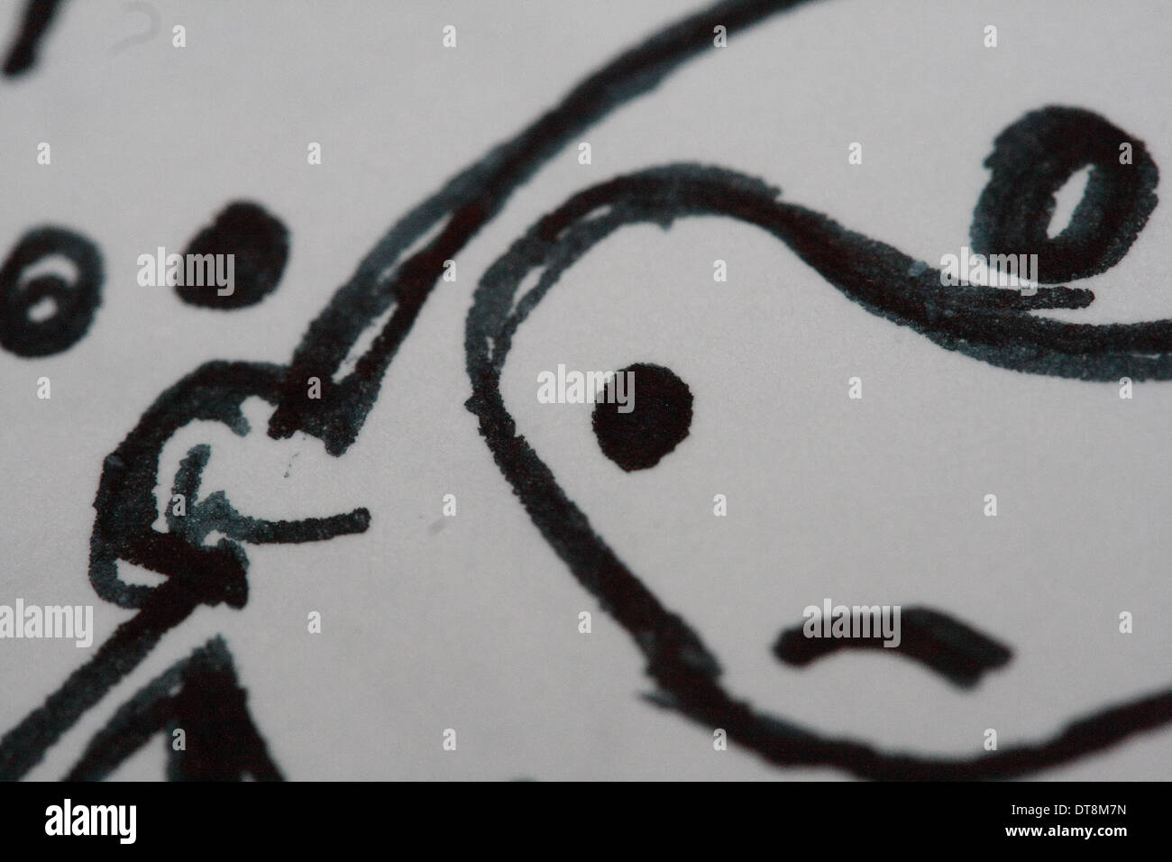 Macro de dessins à l'encre sur papier Banque D'Images