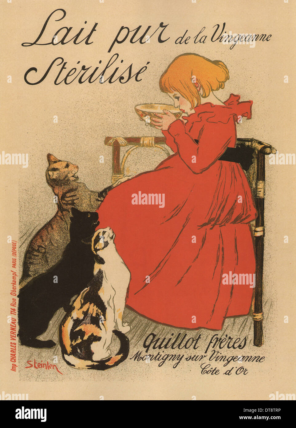 Lait pur stérilisé de la Vingeanne (poster), 1890. Artiste : Steinlen, Théophile Alexandre (1859-1923) Banque D'Images