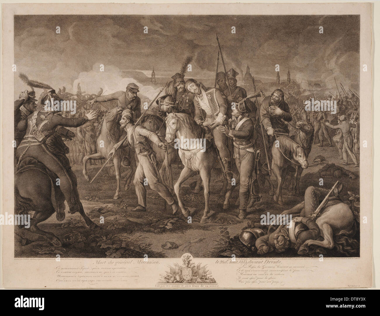 Mort du général Alexeï Melissino le 26 août 1813, 1813. Artiste : Krüger, Éphraïm Gottlieb (1756-1834) Banque D'Images