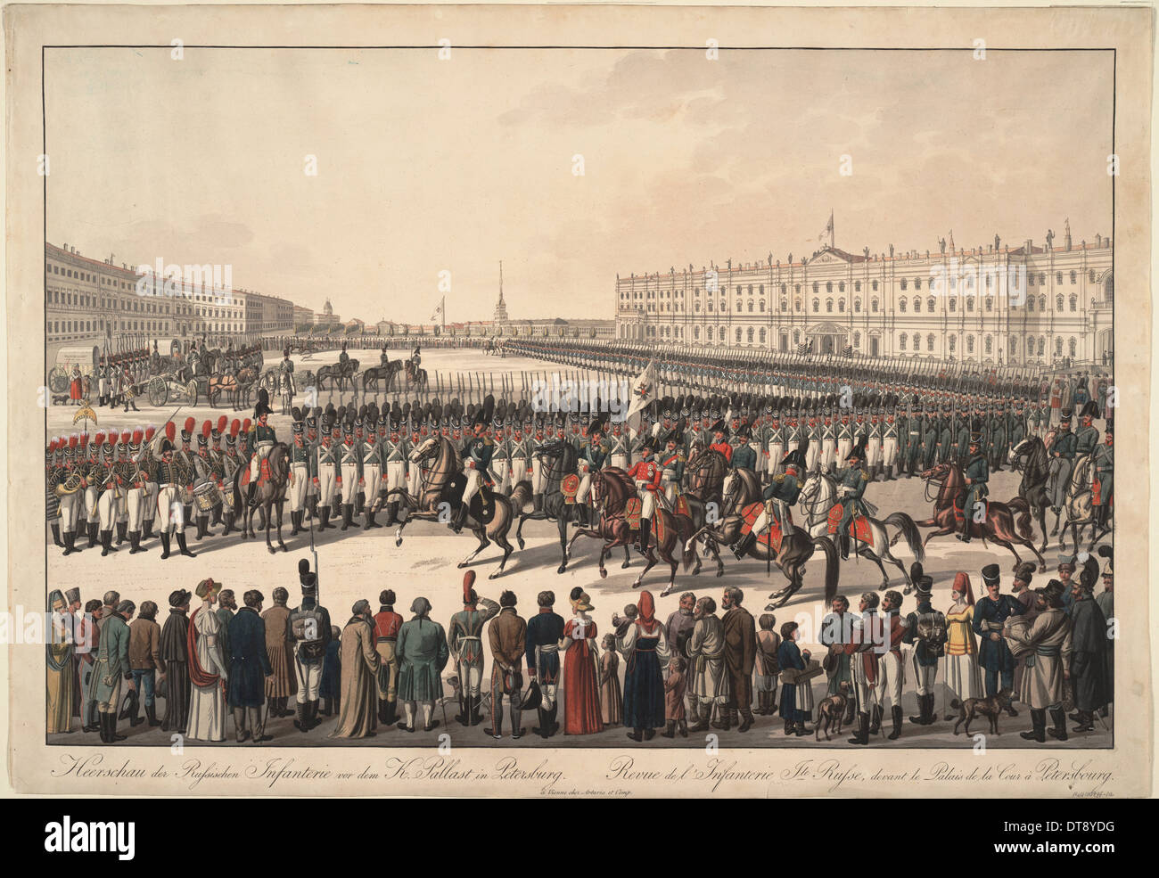 Un examen de l'infanterie russe sur la place du palais de Saint-Pétersbourg, 1809-1813. Artiste :, Ange, Wilhelm Ritter von (1766-1853) Banque D'Images