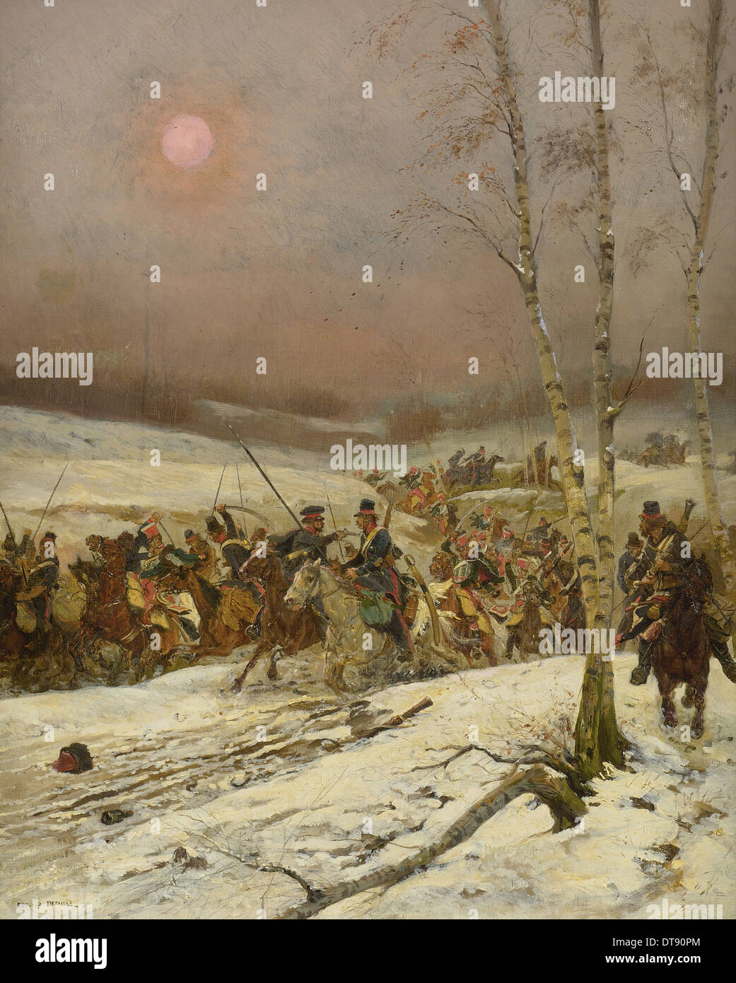 Les cosaques attaquant un escadron de la garde d'honneur, ch. 1910. Artiste : Detaille, Édouard (1848-1912) Banque D'Images
