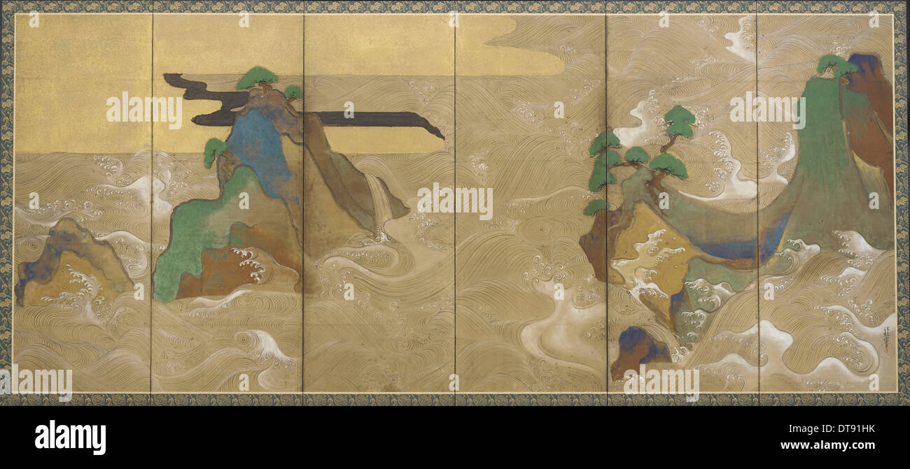 Vagues à Matsushima, début du 17e cen.. Artiste : Sotatsu Tawaraya, active (début du 17e cen.) Banque D'Images