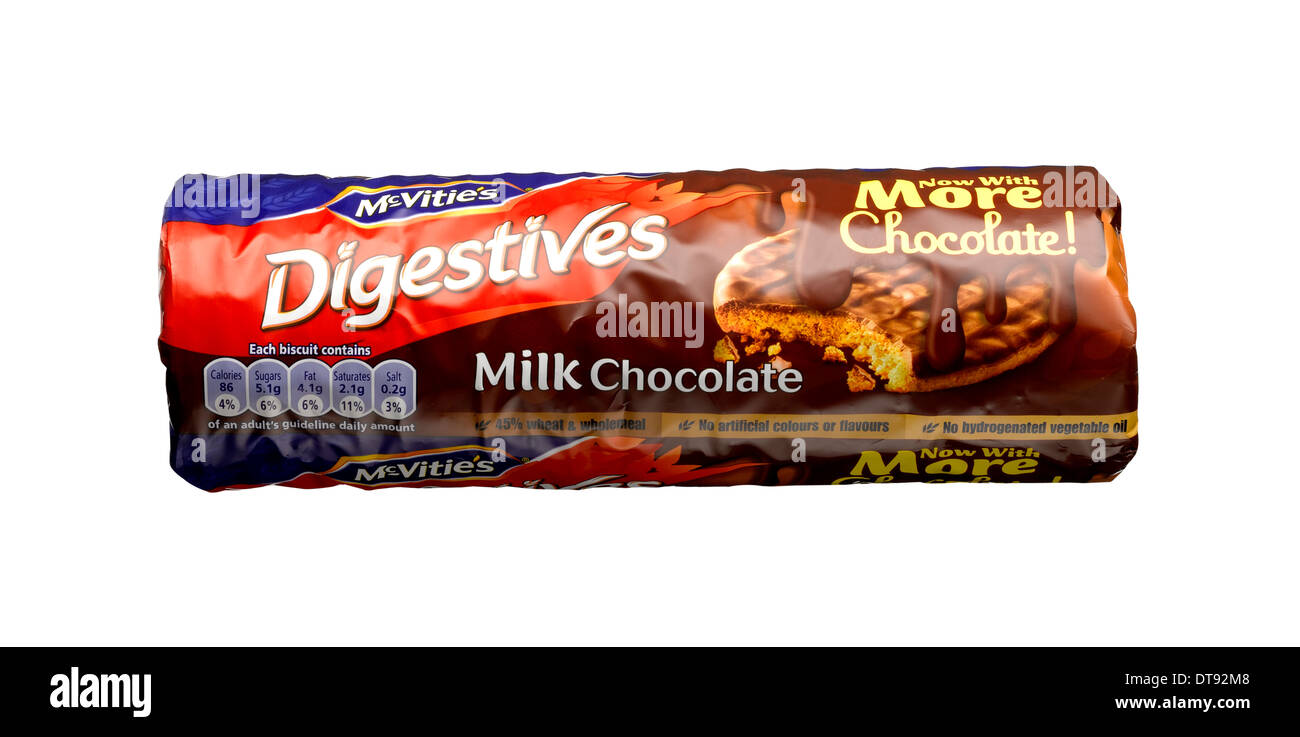 Découper un shot d'un paquet de chocolat de digestifs. Banque D'Images