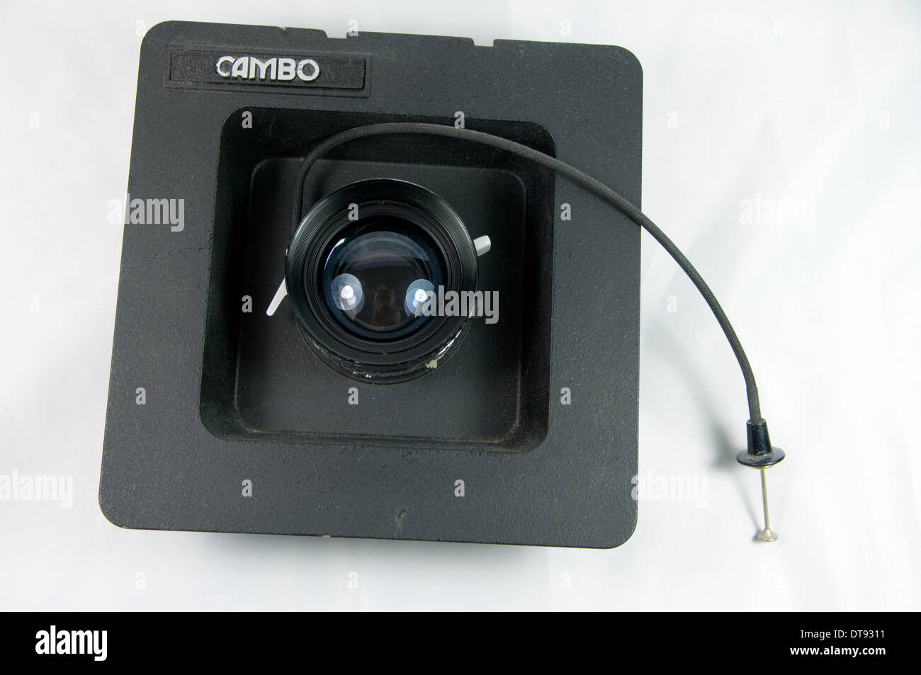 150mm objectif photographique grand format en retrait à Cambo. panneau d'objectif Banque D'Images