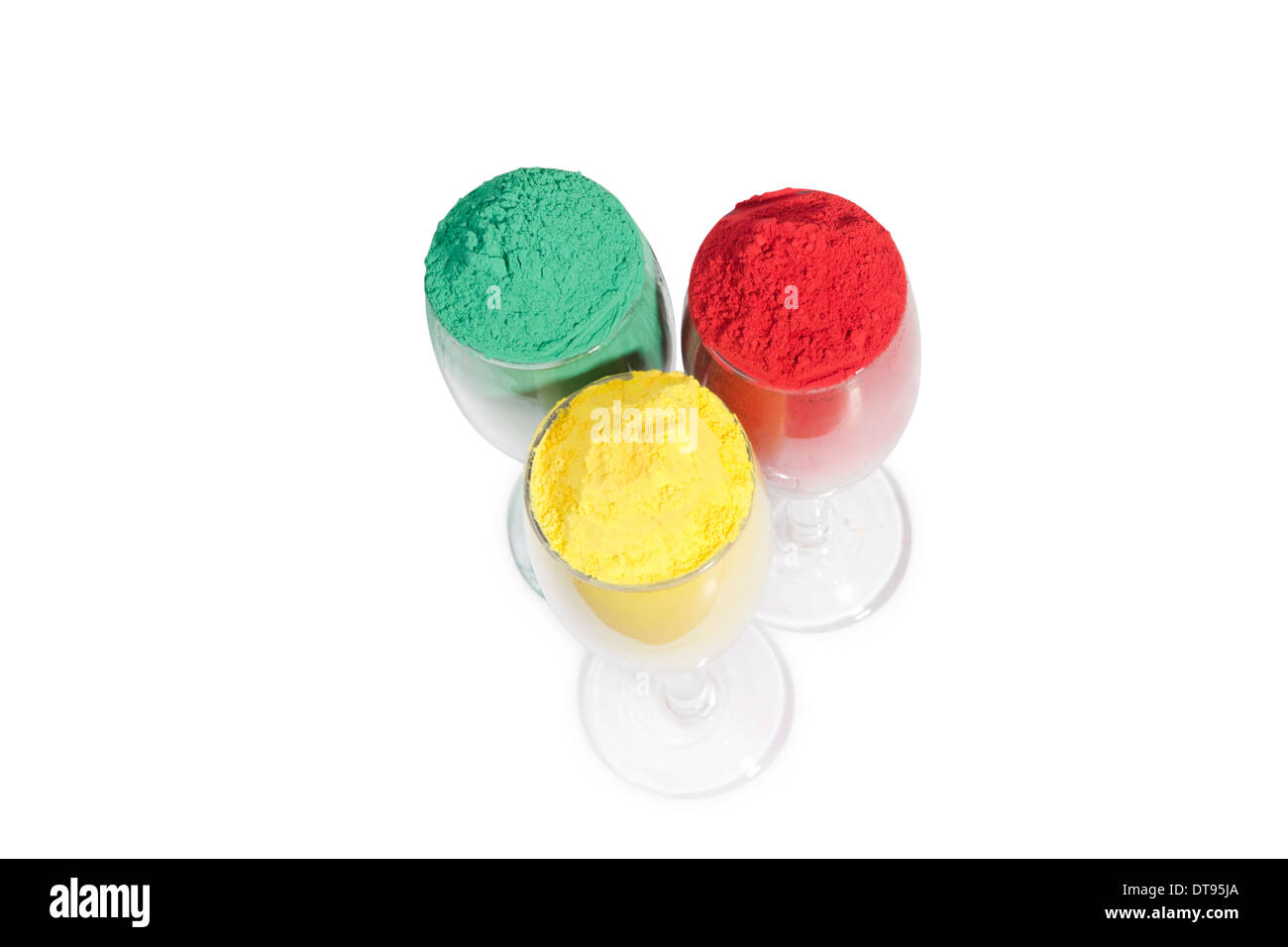 Close-up de verre de différentes couleurs sur Holi festival Banque D'Images