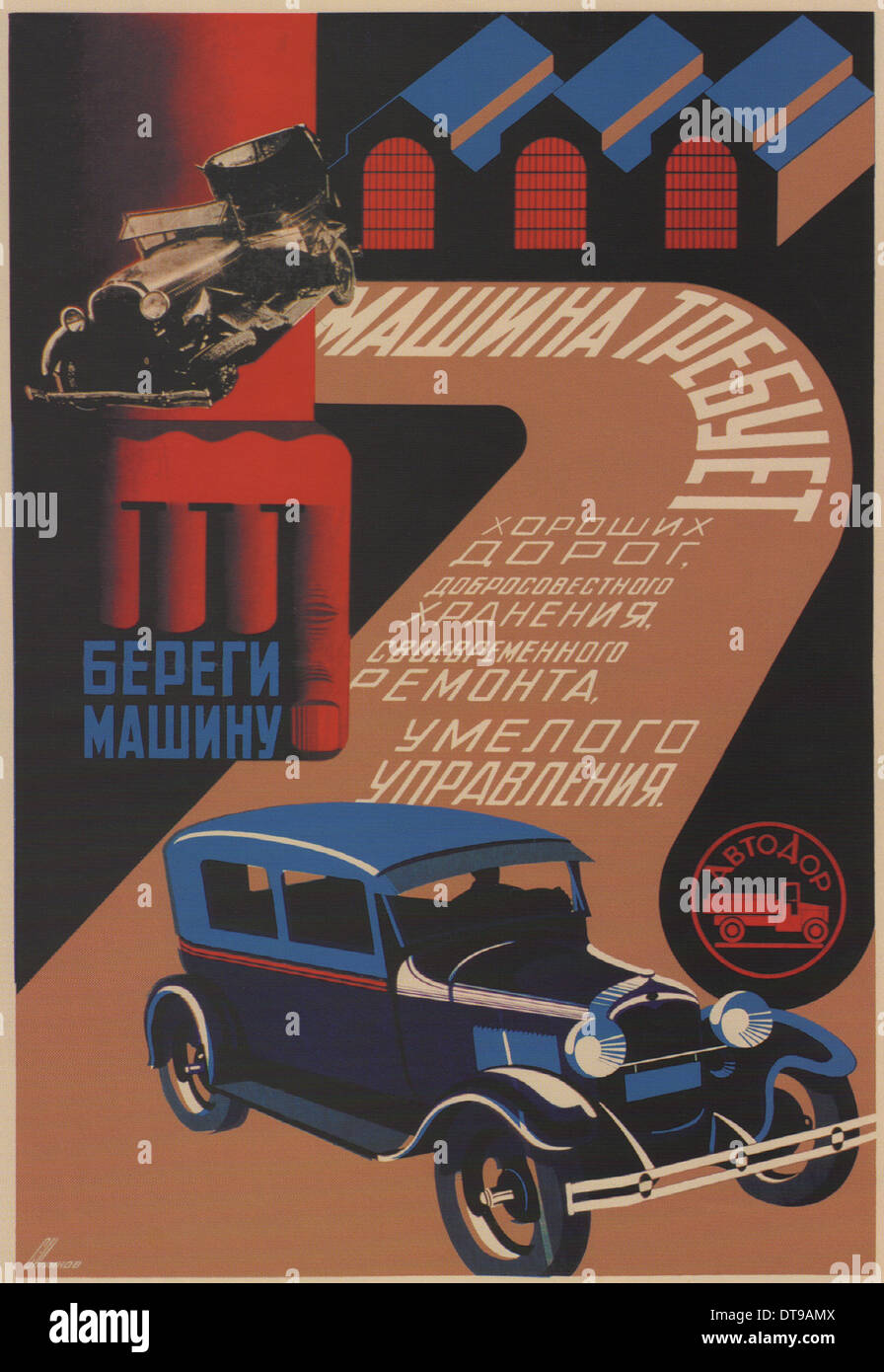 Prenez soin de votre voiture, en 1930. Artiste : Igumnov, Sergueï Dmitrievitch (1900-1942) Banque D'Images