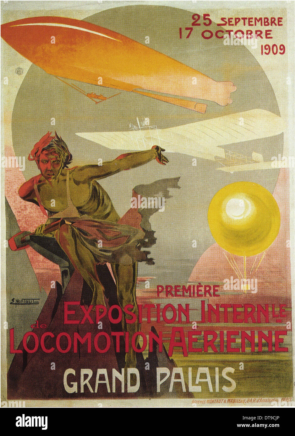 Le premier Salon de la locomotion aérienne, 1909. Artiste : Montaut, Ernest (1879-1909) Banque D'Images