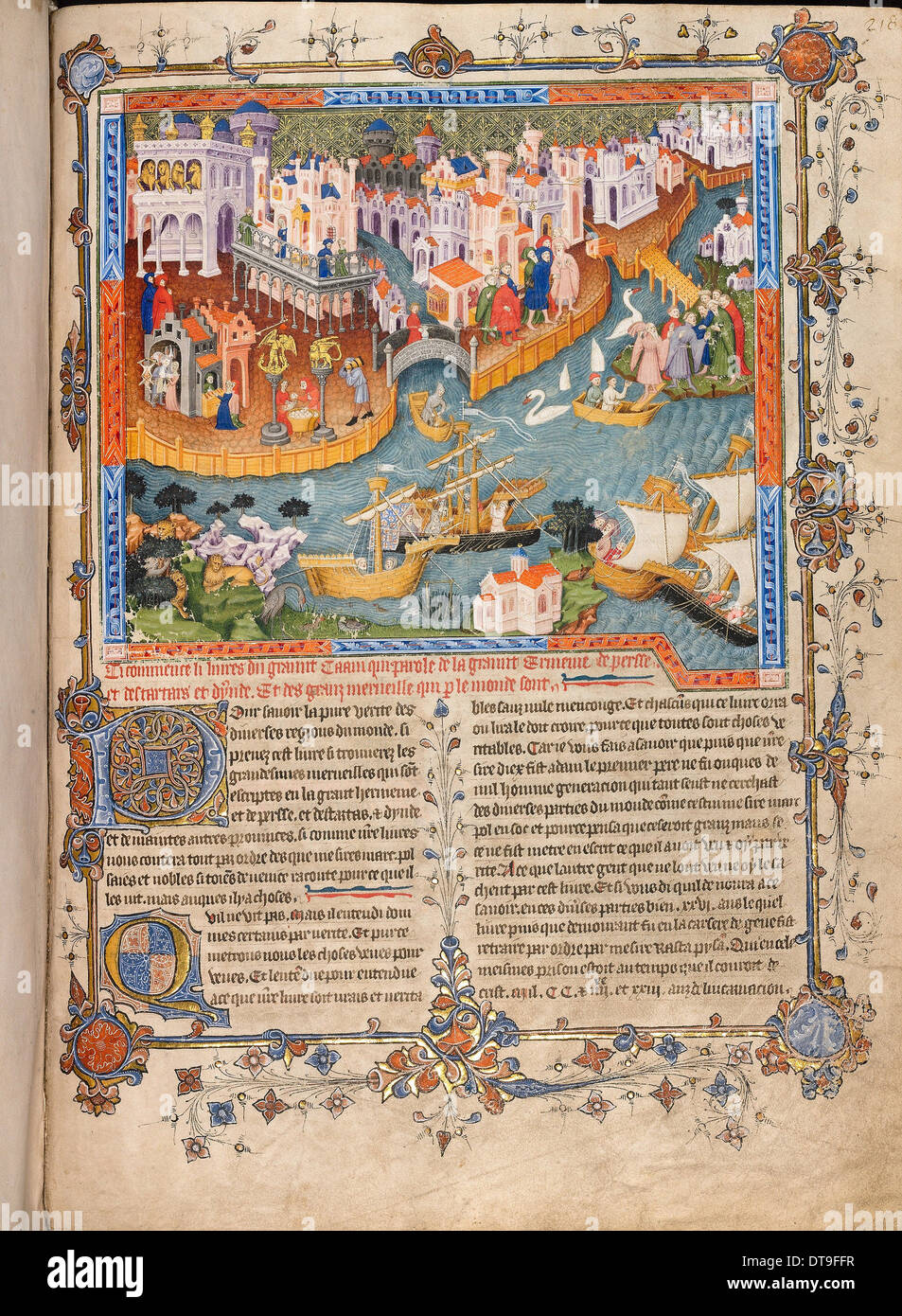 Le départ de Marco Polo de Venise en 1271 (les voyages de Marco Polo), ca 1400. Artiste : Anonyme Banque D'Images