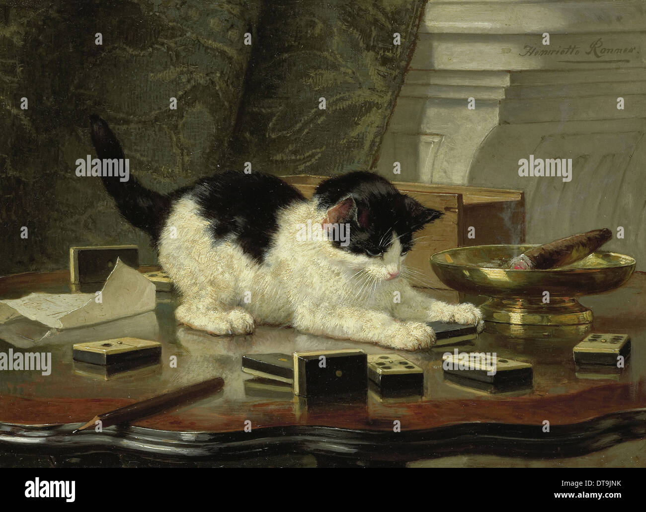 Jeu du chaton, ca 1860-1870. Artiste : Ronner-Knip Henriëtte (1821-1909), Banque D'Images