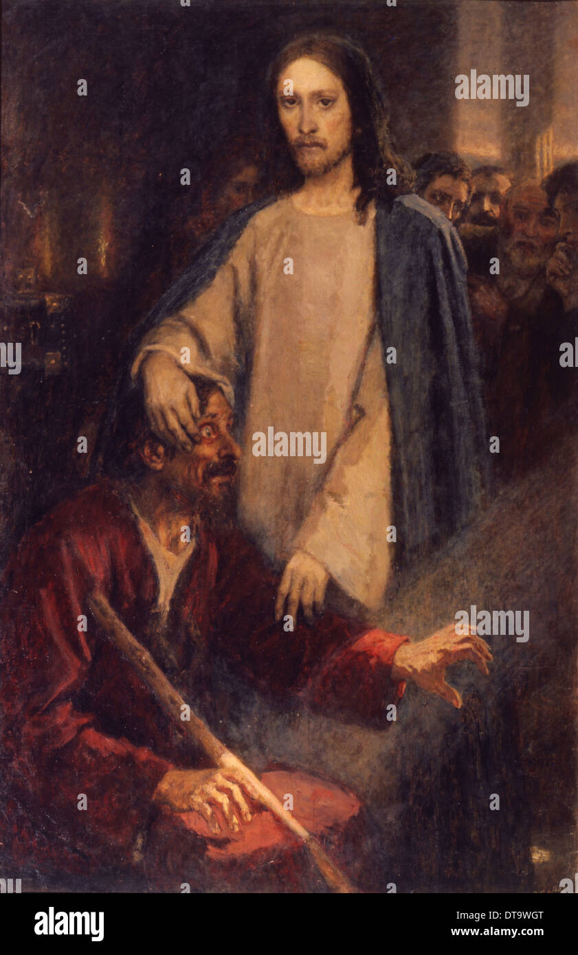 La guérison de l'Aveugle de Jéricho, 1888. Artiste : Sourikov, Vasili Ivanovitch (1848-1916) Banque D'Images