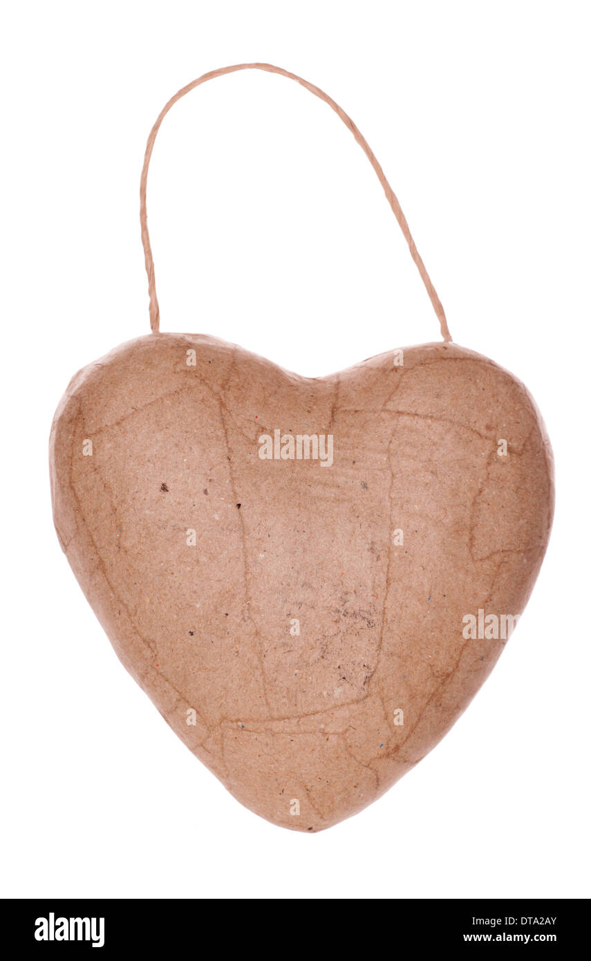 Coeur decoupage papier mâché isolated on white Banque D'Images