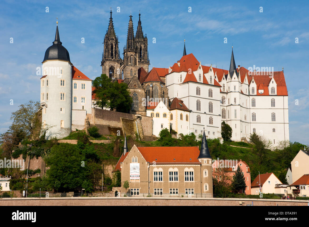 Albrechtsburg et cathédrale de Meissen, sur l'Elbe à Meissen, Saxe, Allemagne Banque D'Images