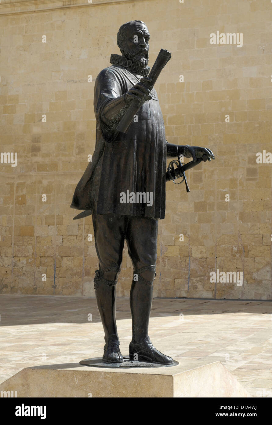 Statue du Grand Maître Jean de La Valette, La Valette, Malte Banque D'Images