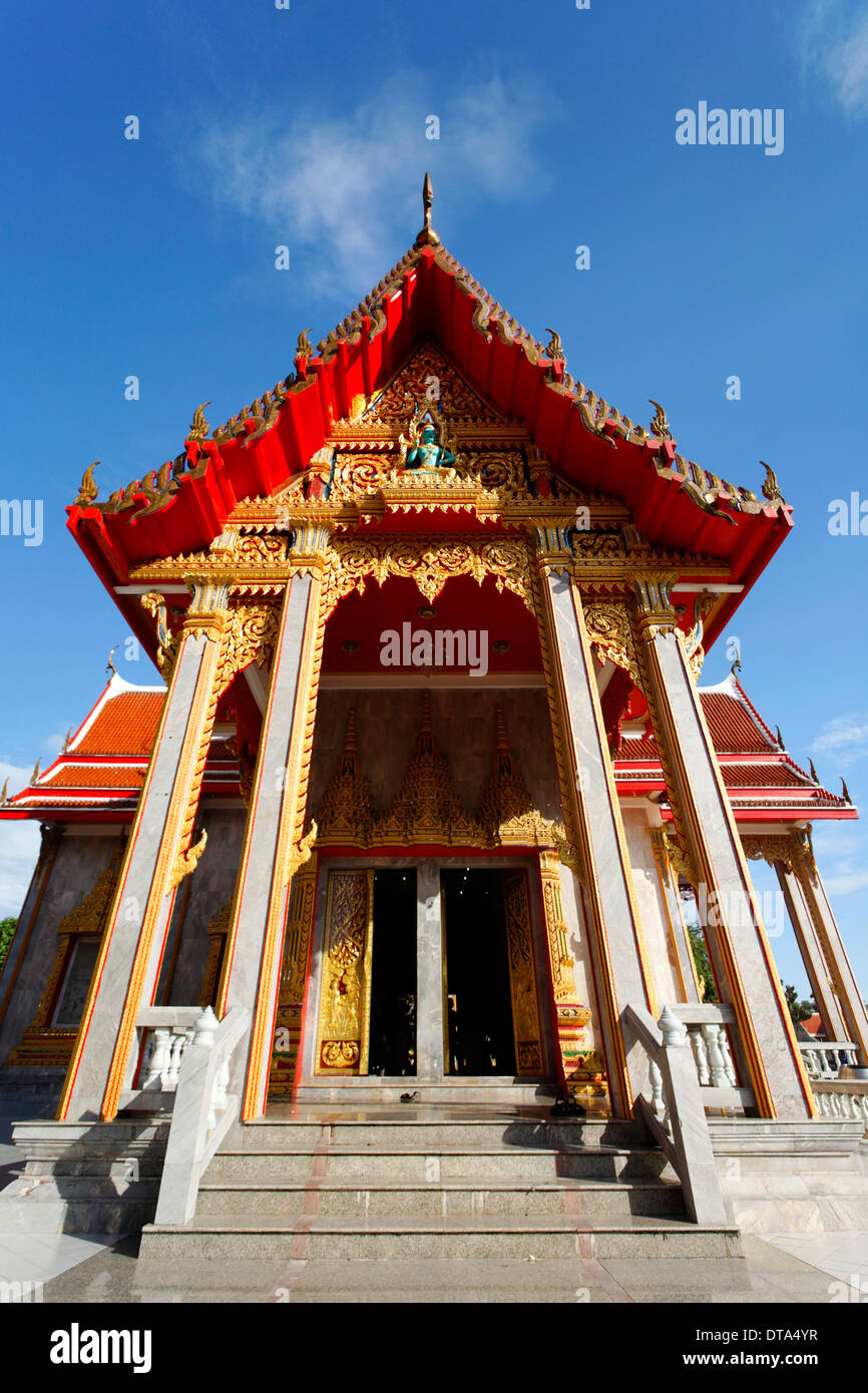 Portail ouvragé, temple Wat Chalong, Phuket, Thailand Banque D'Images