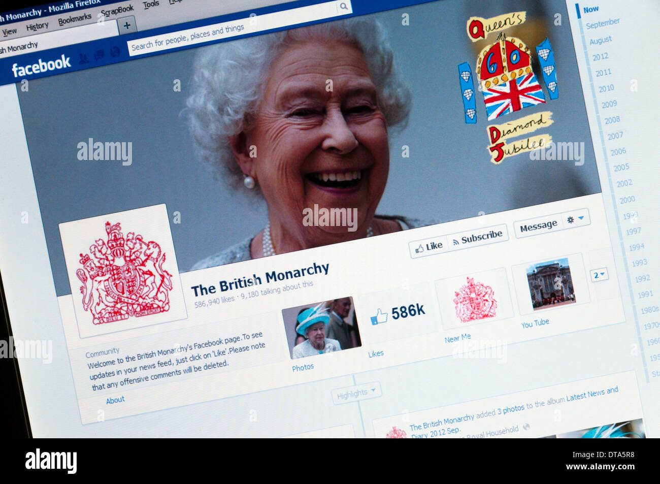 Page Facebook de la monarchie britannique. Banque D'Images