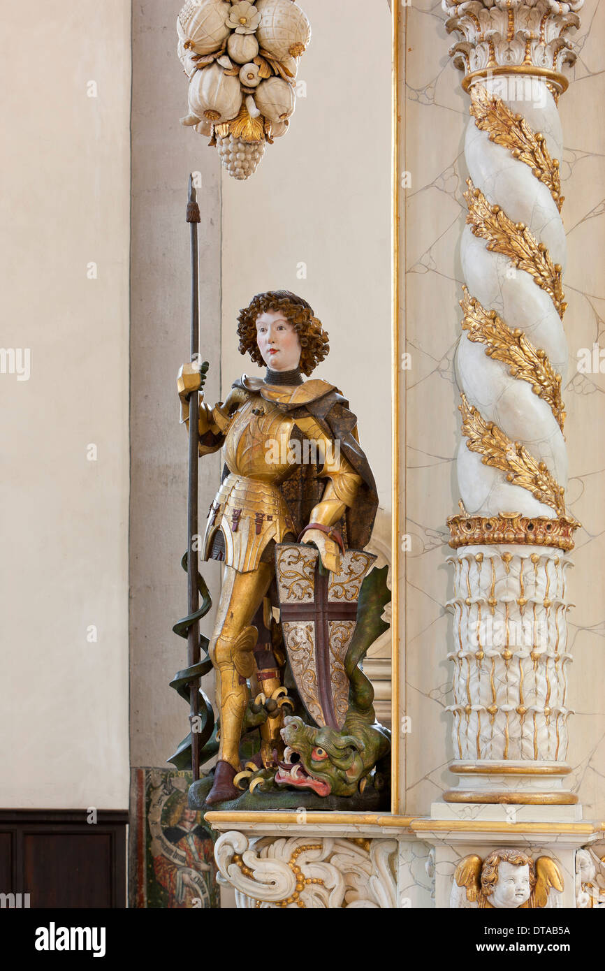 Barocker Hochaltar von Holzskulptur spätgotische, Niclas Gerhaert van Leyden, Heiliger Georg Banque D'Images