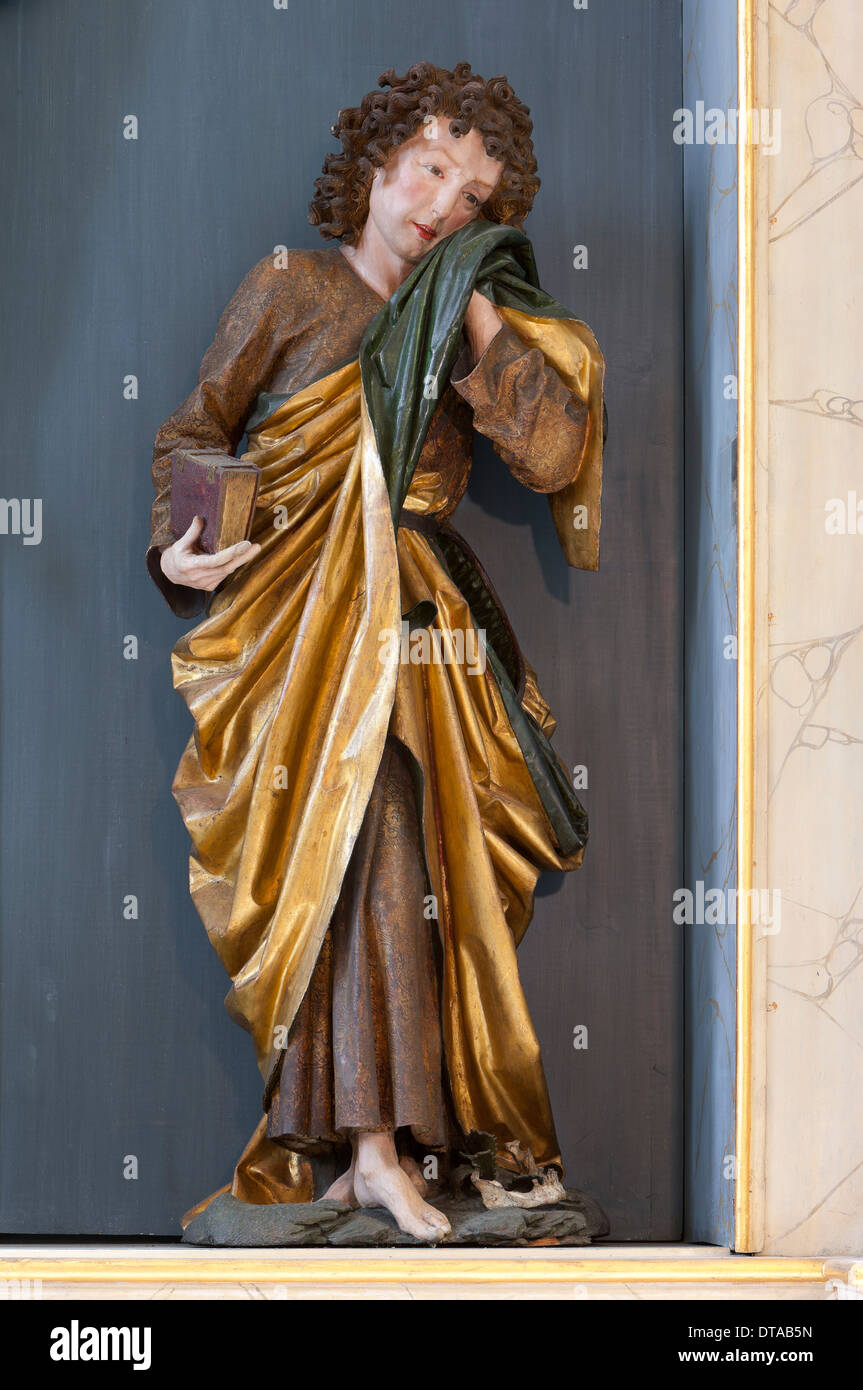 Hochaltar von Holzskulptur spätgotische, Niclas Gerhaert van Leyden, Kreuzigungsgruppe, Johannes Banque D'Images