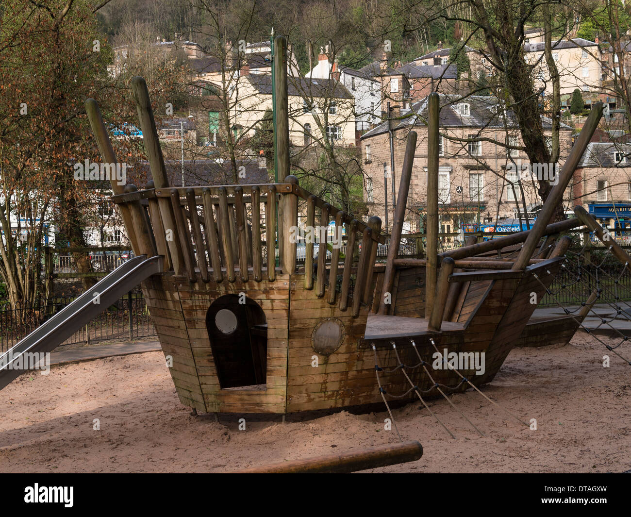 Aire de jeux bateau modèle Matlock Derbyshire uk Banque D'Images