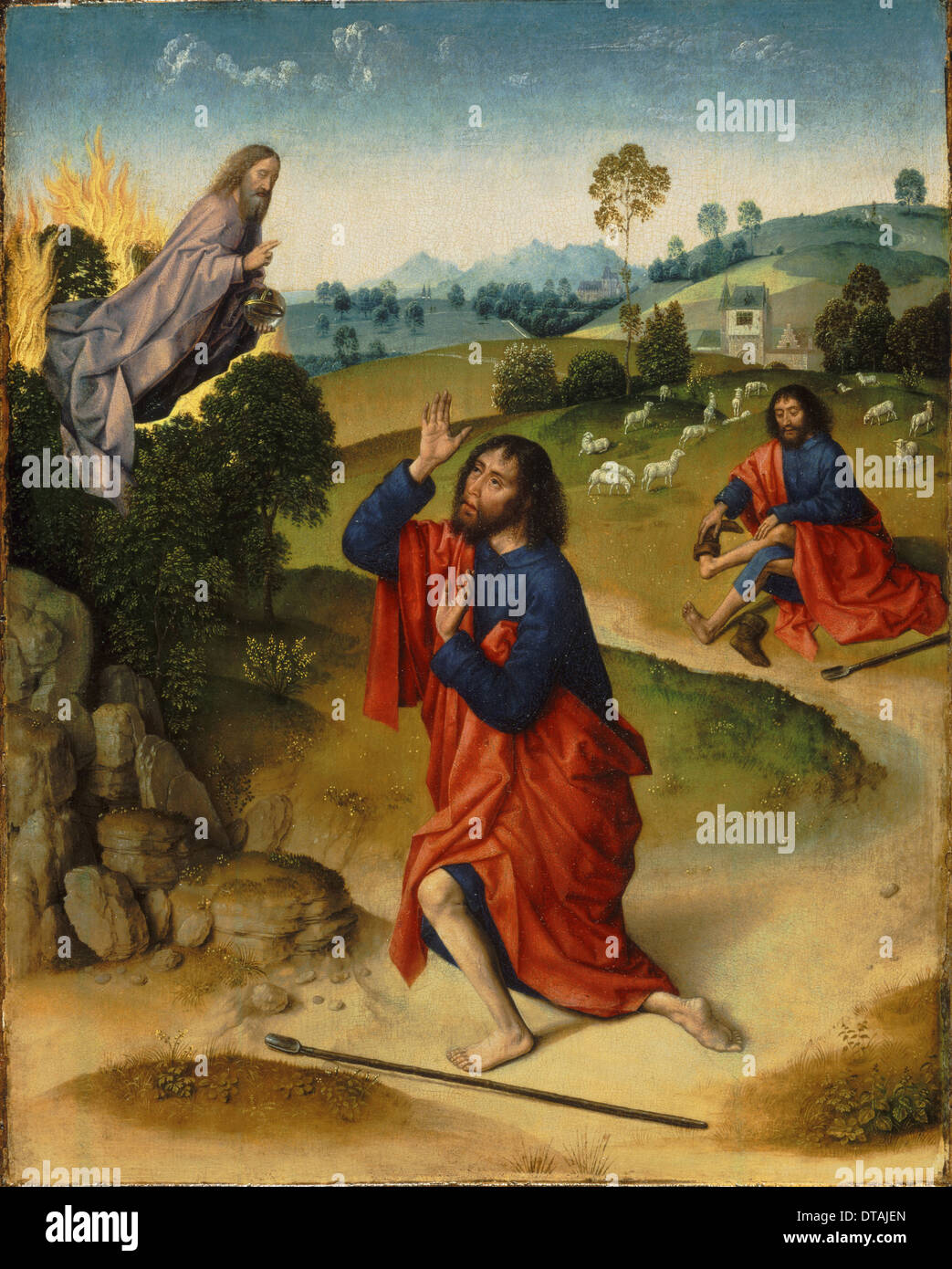 Moïse et le buisson ardent, Moïse avec dépose ses chaussures, ca 1465