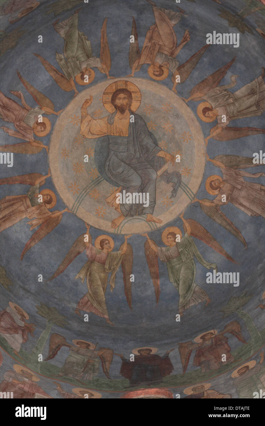 L'Ascension du Christ, 12e siècle. Artiste : fresques de la Russie ancienne Banque D'Images