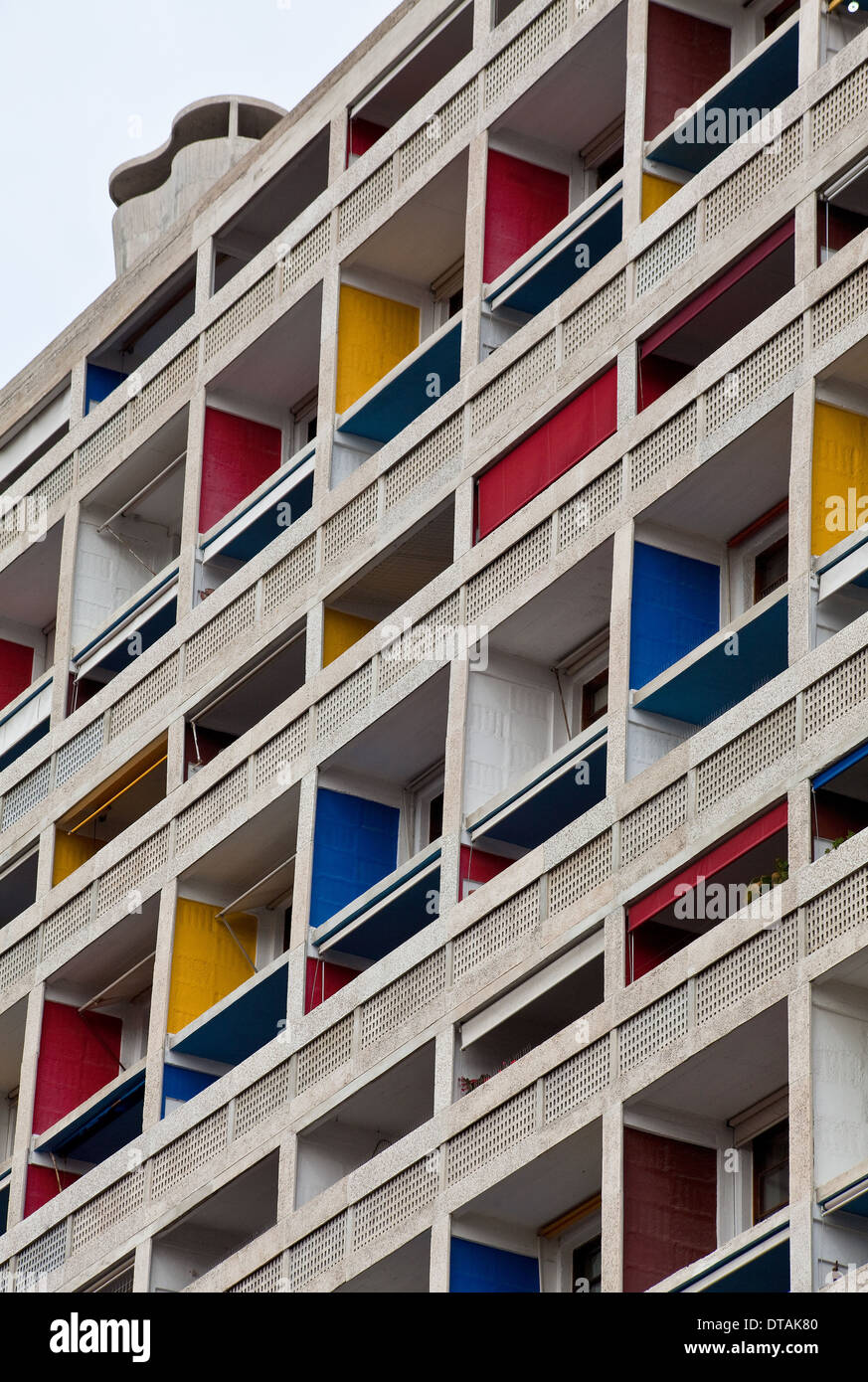 Marseille, Unité d'habitation (Wohnmaschine) von Le Corbusier 1947-1952 Banque D'Images