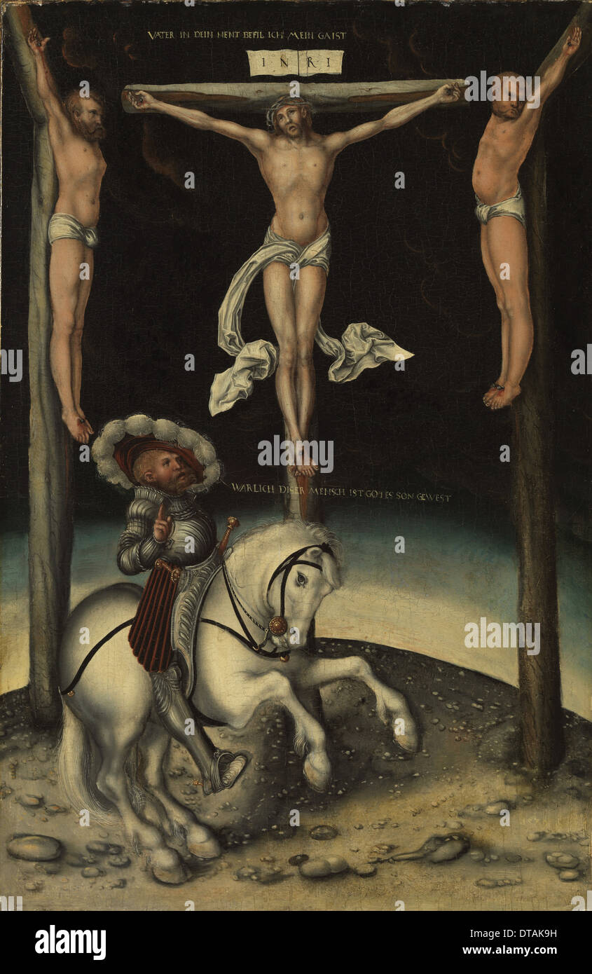 Le centurion Longinus parmi les croix du Christ et les deux larrons, 1539. Artiste : Cranach, Lucas, l'ancien (1472-1553) Banque D'Images