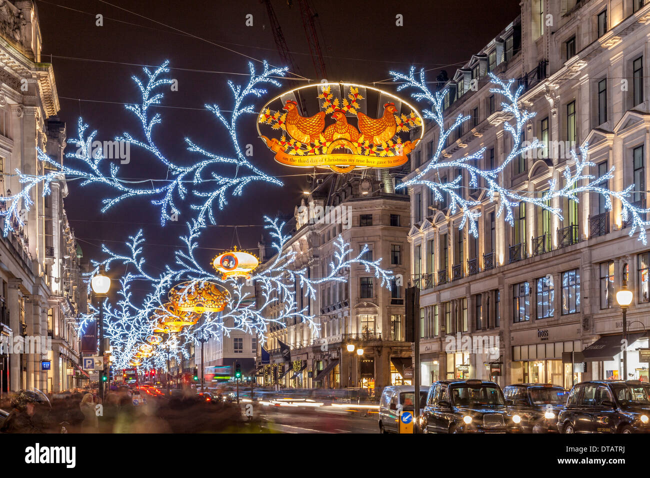 Les lumières de Noël à Regent Street, Londres, Angleterre Banque D'Images