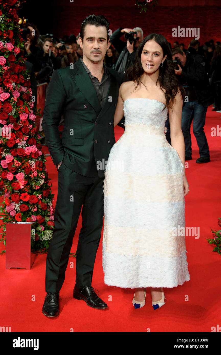 Colin Farrell et Jessica Brown Findlay arrivent pour la création d'un New York Winter's Tale dans un cinéma du centre de Londres. Banque D'Images