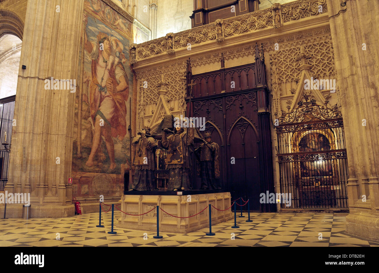 Le Monument à Christophe Colomb (Cristobal Colon) à l'intérieur de la Cathédrale de Séville (Catedral) Séville, Andalousie, espagne. Banque D'Images