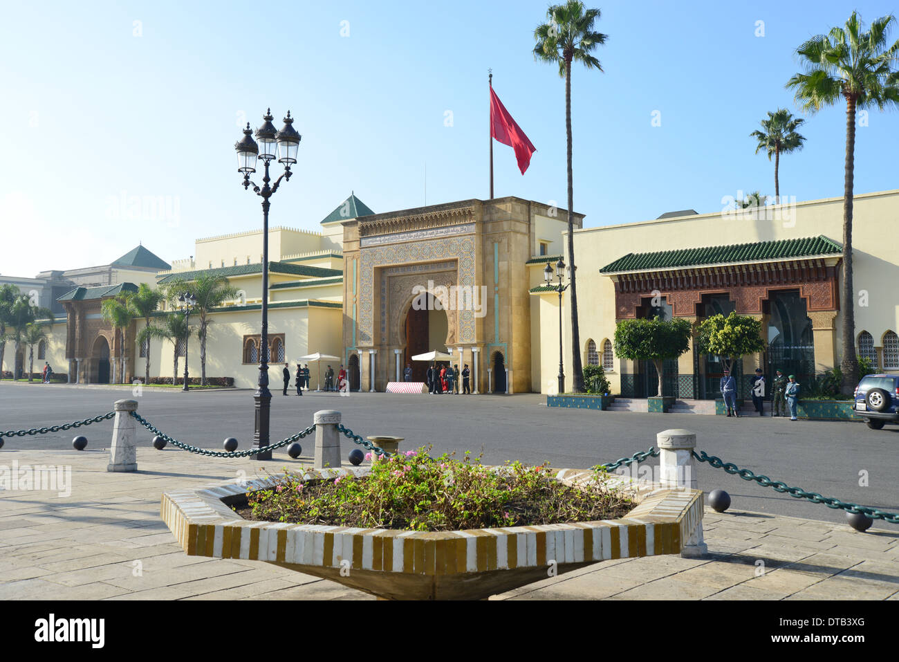 Porte d'entrée, le Palais Royal de Rabat, Rabat, Rabat-Salé-Zemmour-Zaër Région, Royaume du Maroc Banque D'Images