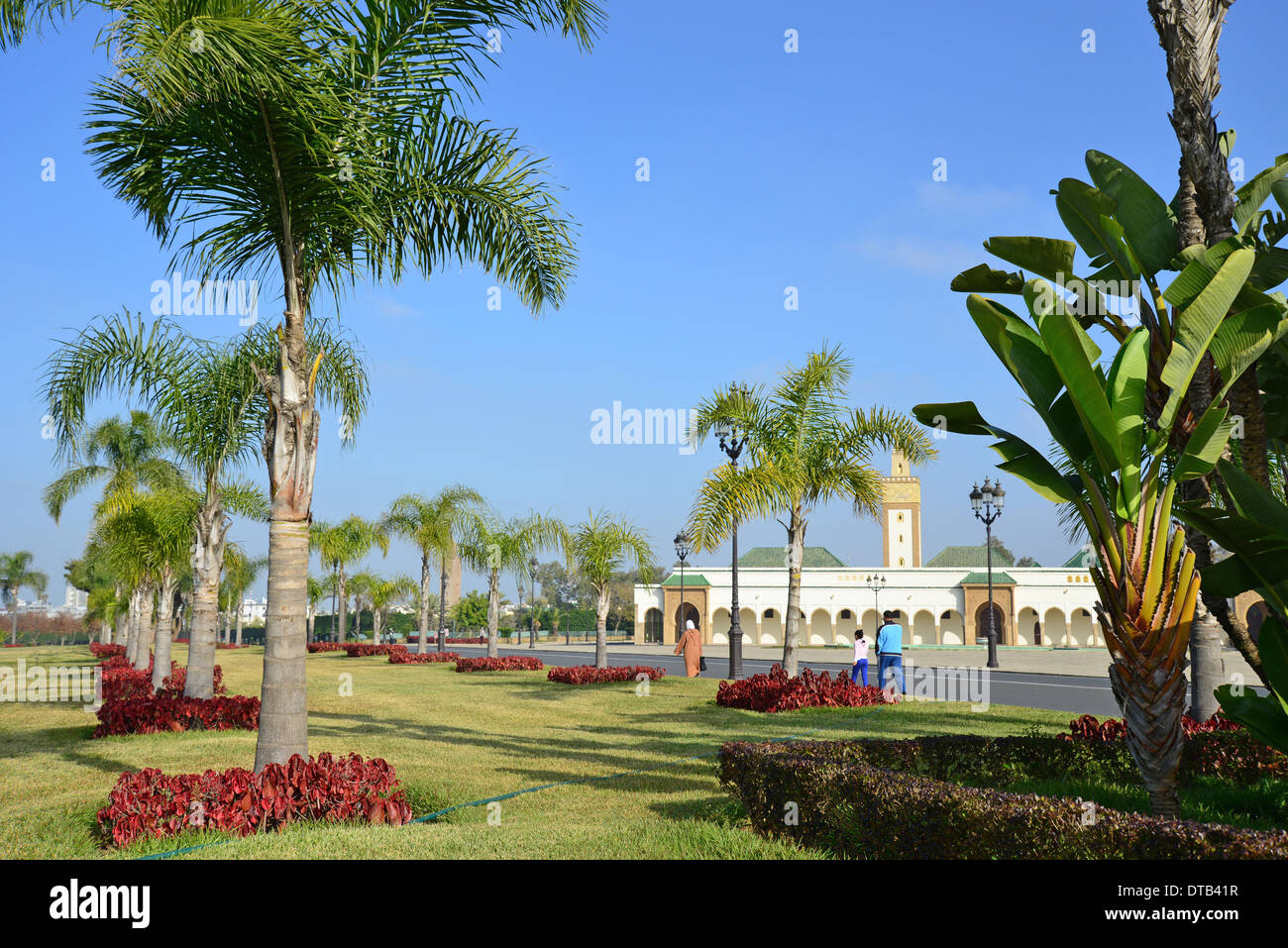 Mosquée et jardins, palais royal de Rabat, Rabat, Rabat-Salé-Zemmour-Zaër Région, Royaume du Maroc Banque D'Images