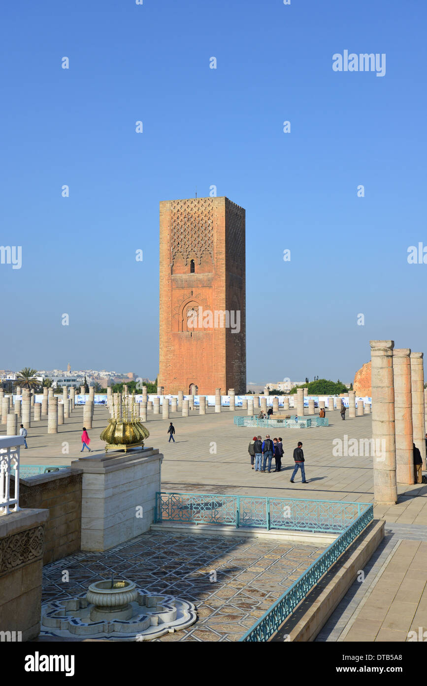 Hassan Tower (Tour Hassan), Boulevard Mohamed Lyazidi, Rabat, Rabat-Salé-Zemmour-Zaër Région, Royaume du Maroc Banque D'Images