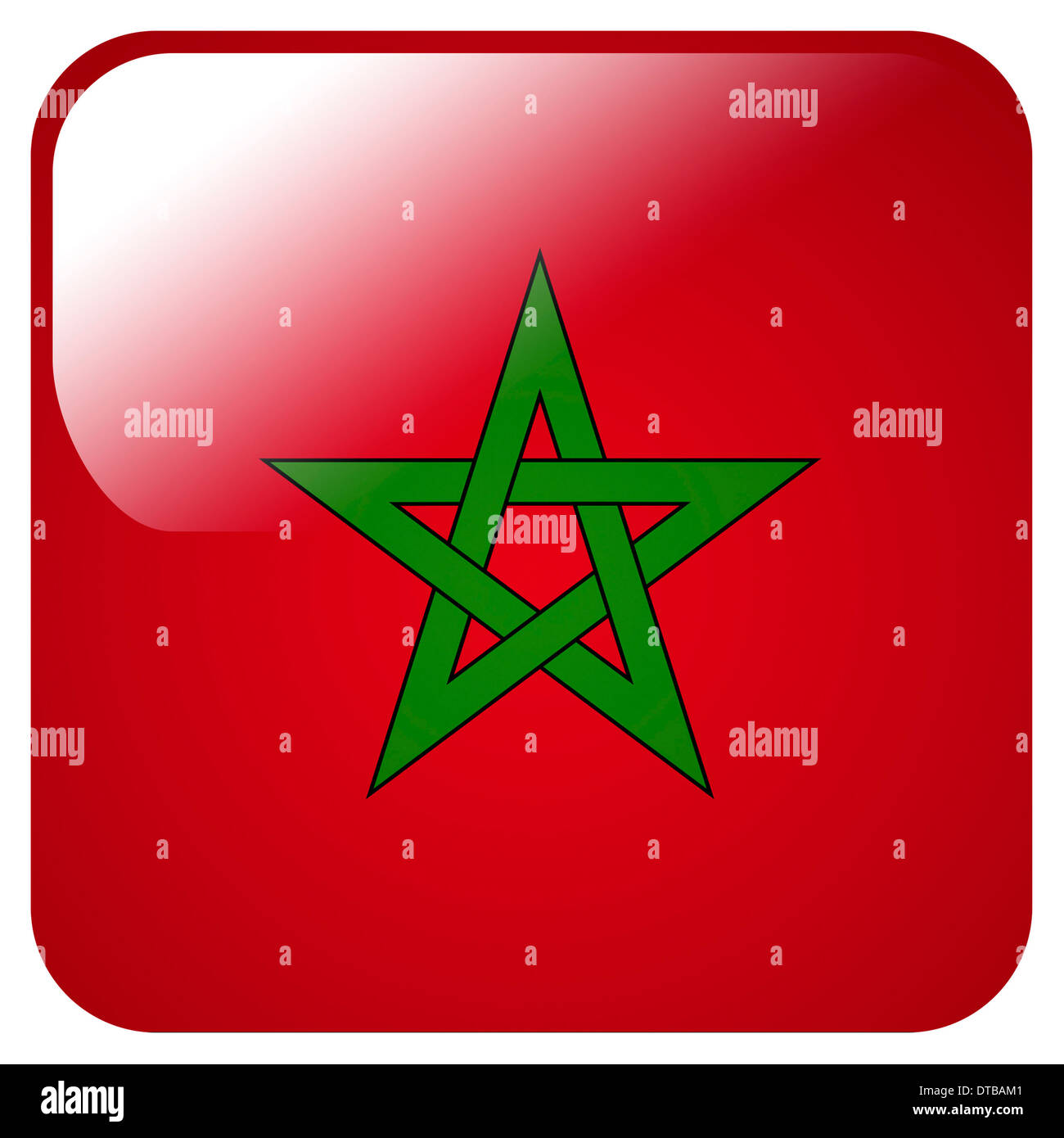 Icône brillant avec le drapeau du Maroc Banque D'Images